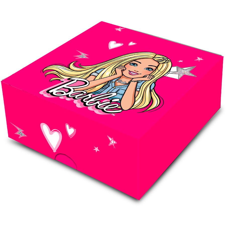 Boneca Barbie princesa topo de bolo rosa brilhante estrelas e