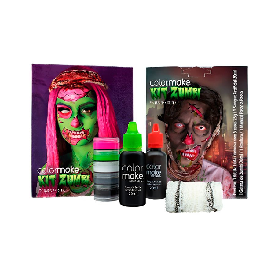 Kit Maquiagem Artística Para Efeitos Especiais De Zumbi - Halloween - 1  unidade - ColorMake - Rizzo - Rizzo Embalagens