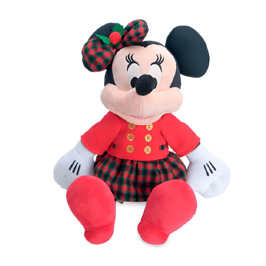 Minnie com Roupa Xadrez - Vermelho/Preto/Branco - 33cm - 1 unidade