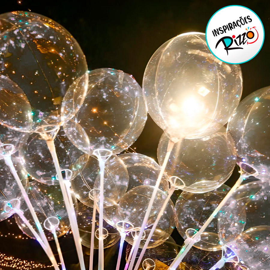 Balão Bubble LED Branco 35cm - 1 unidade - Cromus - Rizzo - Rizzo ...