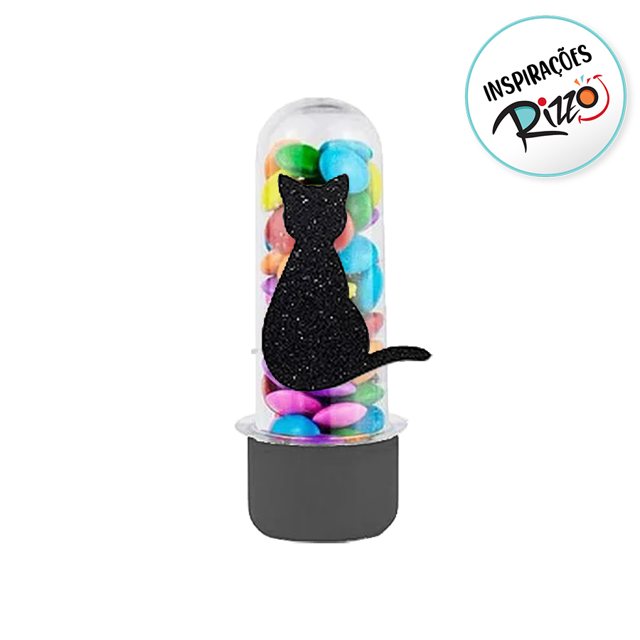 Mini Tubete com Aplique - Gato Halloween - Prata - 10 unidades - Rizzo ...