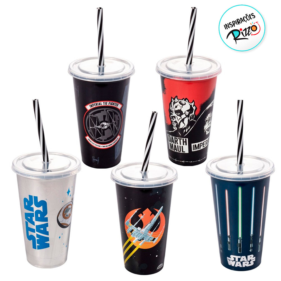 Copo com Tampa e Canudo - Star Wars Sabre de Luz - 500ml - 1 unidade ...