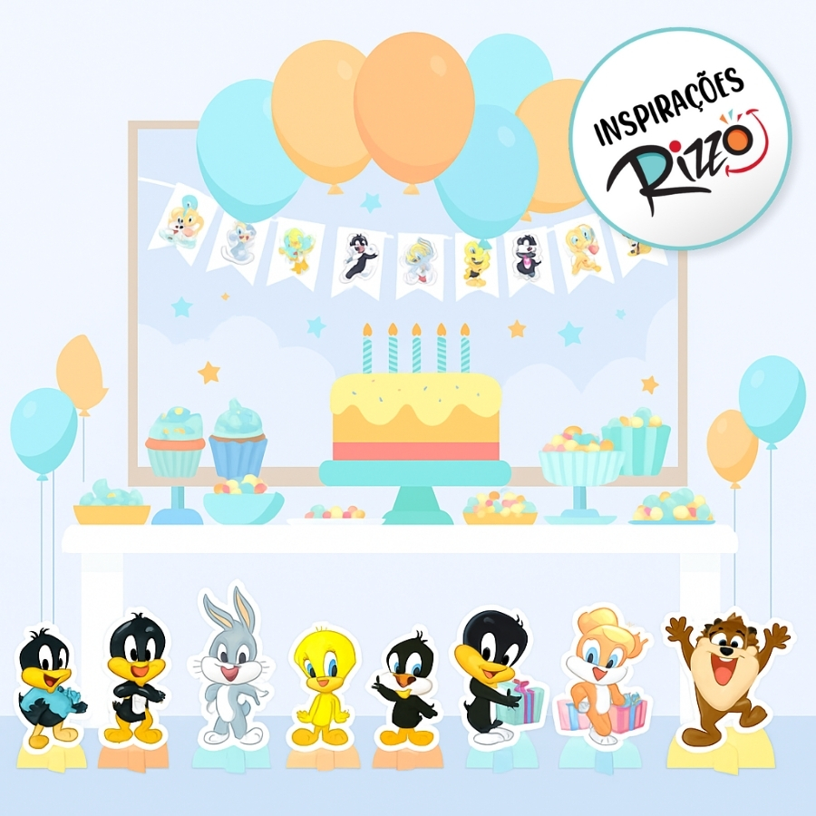 Mini Personagens Decorativos - Looney Tunes Baby - 12 unidades - Rizzo ...