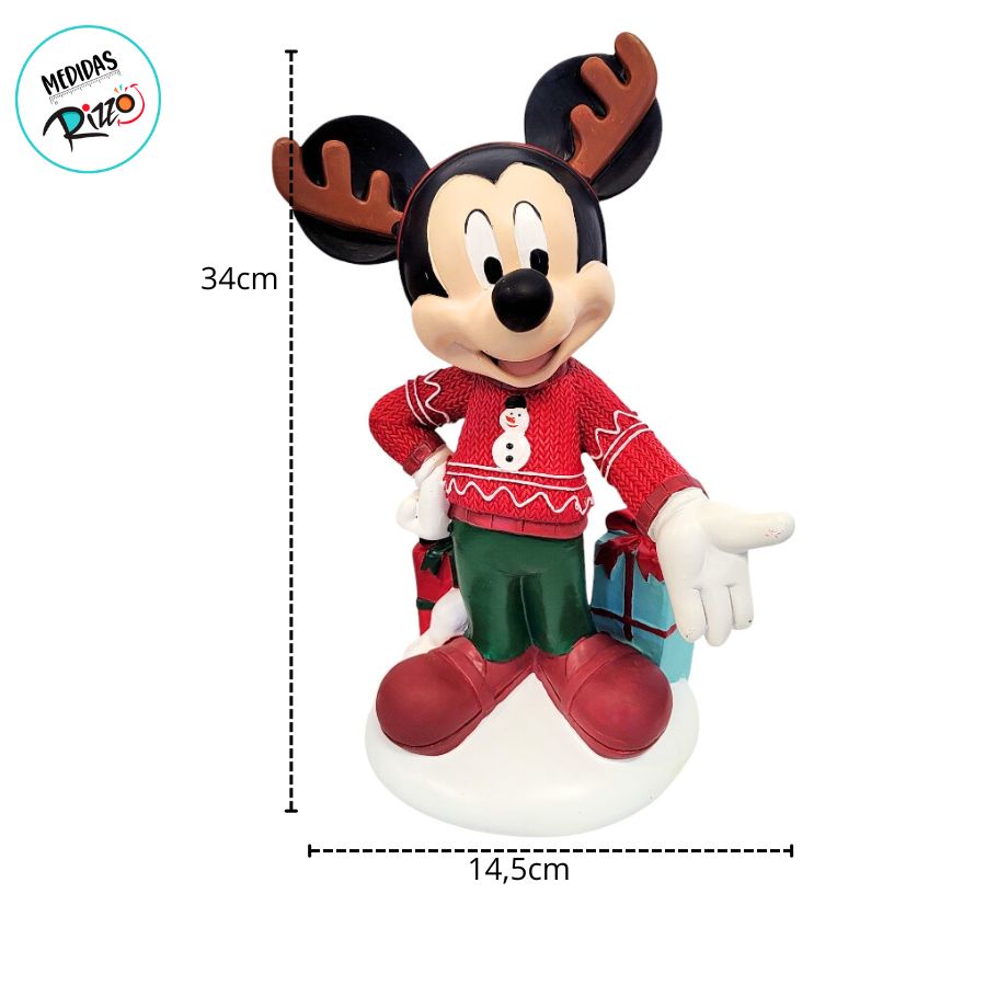 Mickey Mouse Rizzo Enfeite de Natal - Mickey Mouse com Presentes - 34x19cm - 1 unidade ...