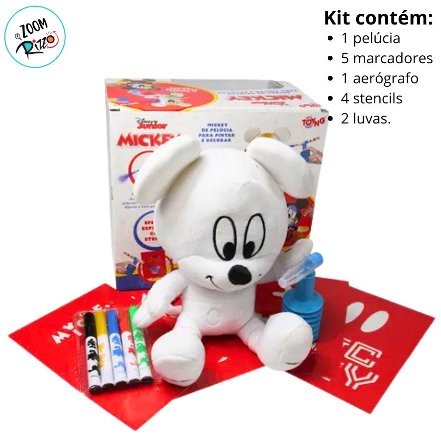 Mickey Mouse Rizzo Pelúcia Mickey Mouse para Pintar e Decorar - 15cm - 1 unidade - Disney ...