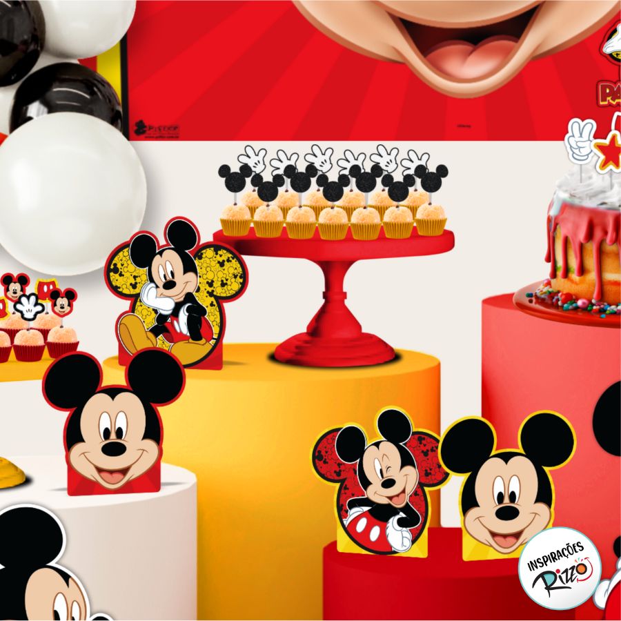 Mickey Mouse Rizzo Decoração de Mesa - Mickey Mouse - Disney Original - 4 unidades - Rizzo ...