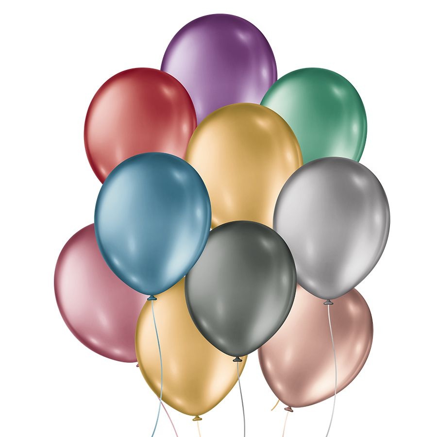 Balão de Festa Metalico - Sortido - 25 Unidades - São Roque - Rizzo Balões  - Rizzo Embalagens
