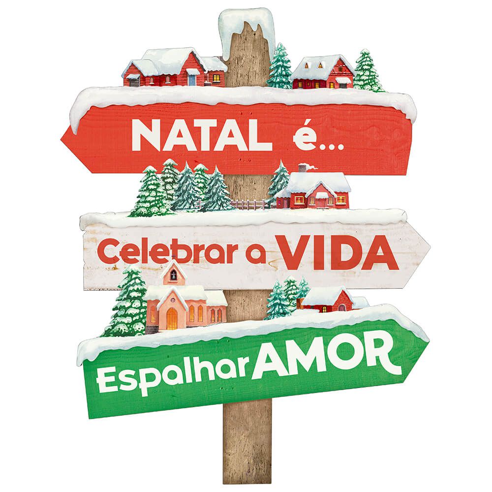 Quadro Placa Decorativa Natal - Feliz Natal e Ano Novo em Promoção