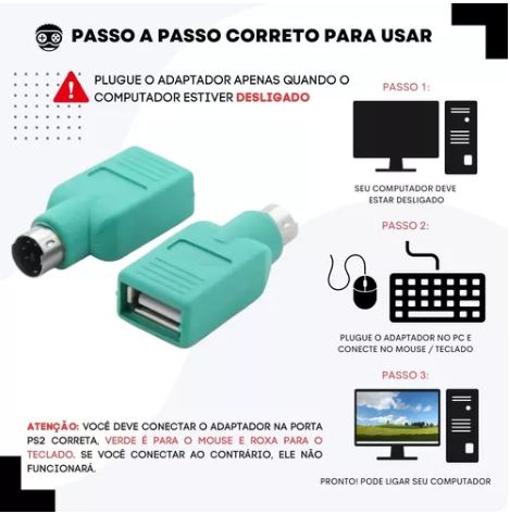 Adaptador Ps2 Macho p/ usb femea para usar Mouse e Teclado - PERFORM ...