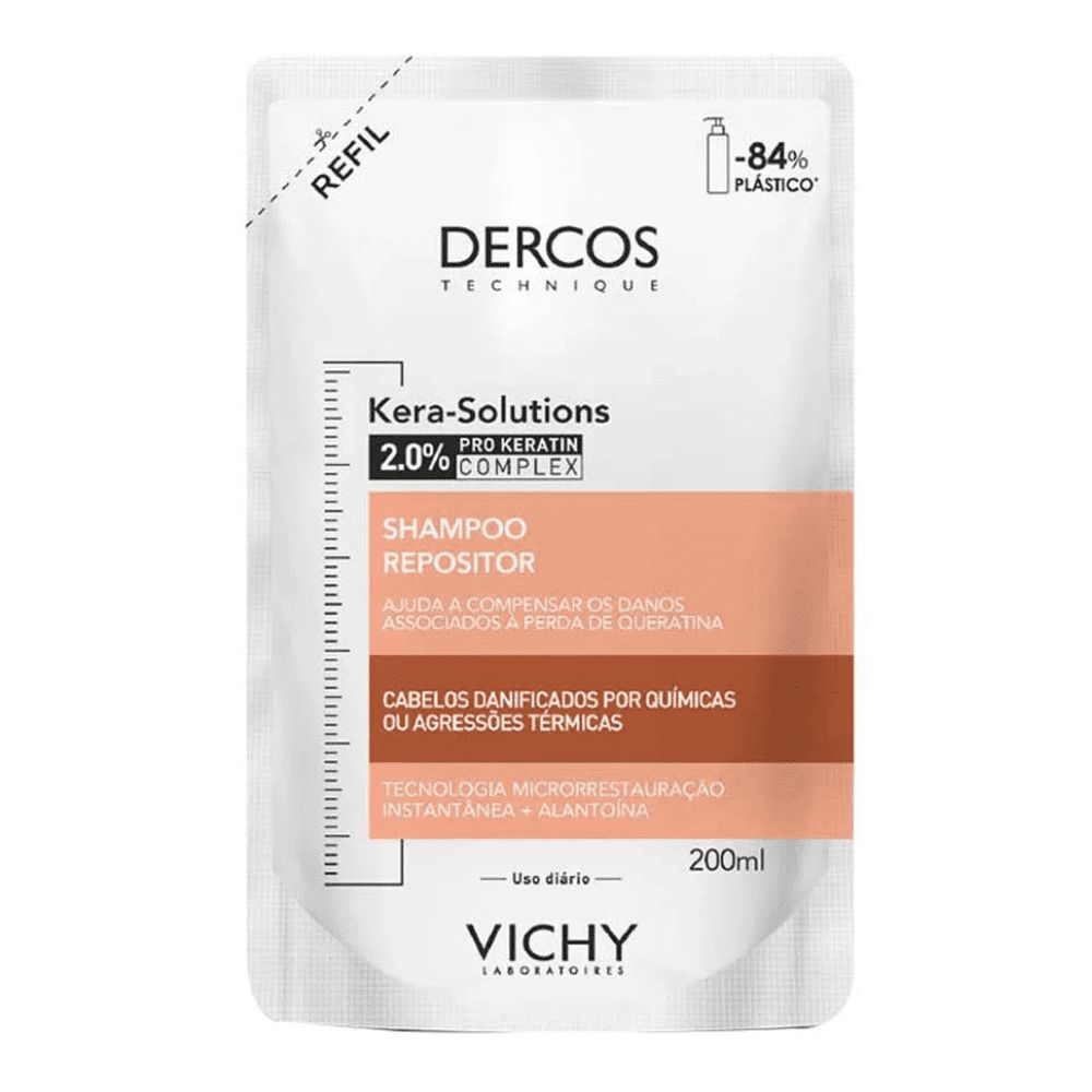 Vichy Dercos Refil Kera Solutions Shampoo Repositor Cabelos Danificados  200ml - DERMAdoctor | Dermocosméticos e Beleza com até 70%OFF