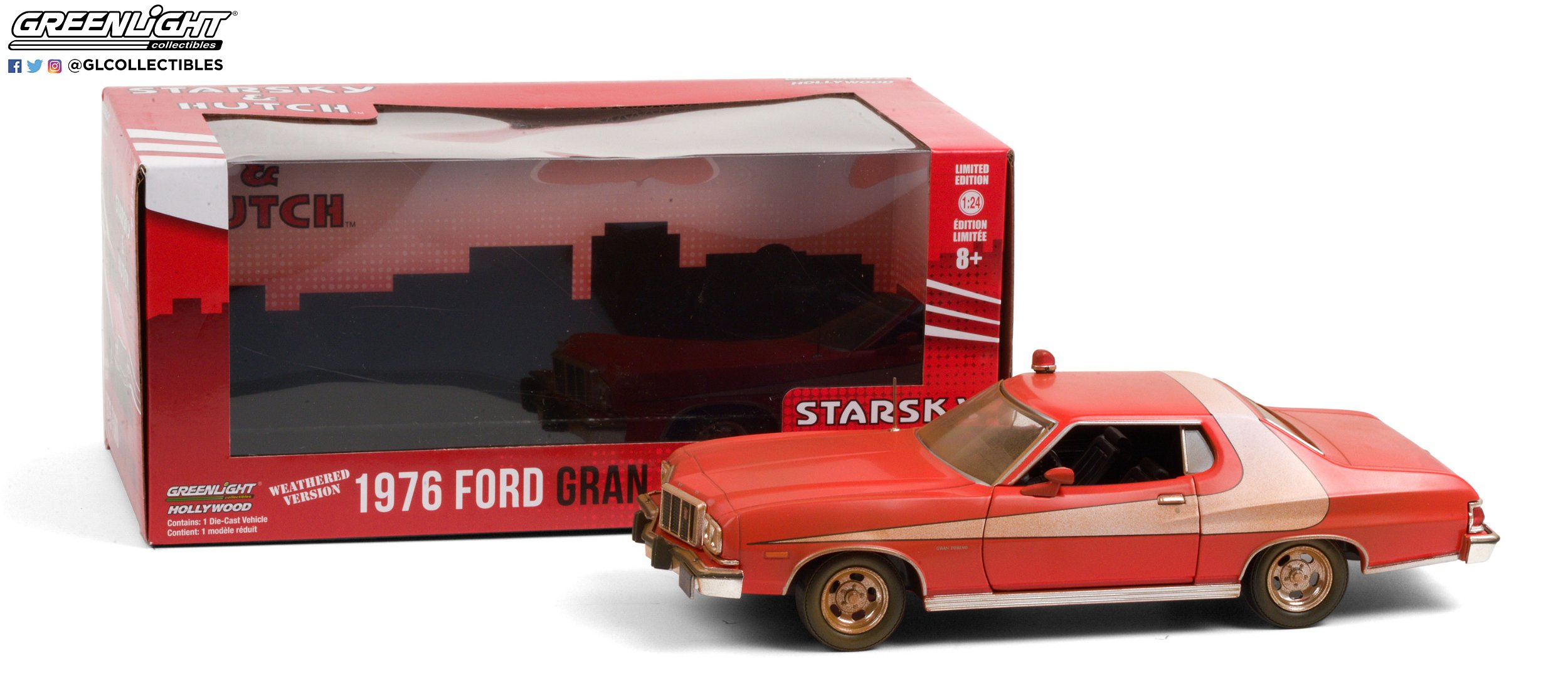 GREENLIGHT 1:24 1976 FORD GRAN TORINO WEATHERED STARSKY & HUTCH 84121