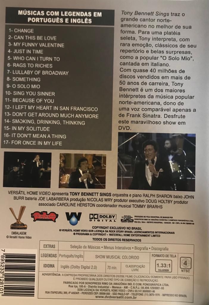 Dvd Tony Bennett Sings Live In Concert Colecionadores Discos