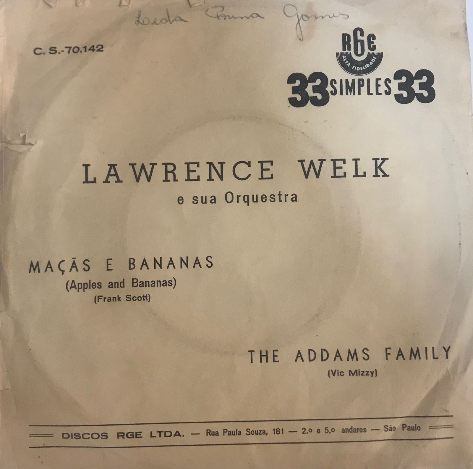 Compacto Lawrence Welk e Sua Orquestra ( Maçãs e Bananas / The Addams