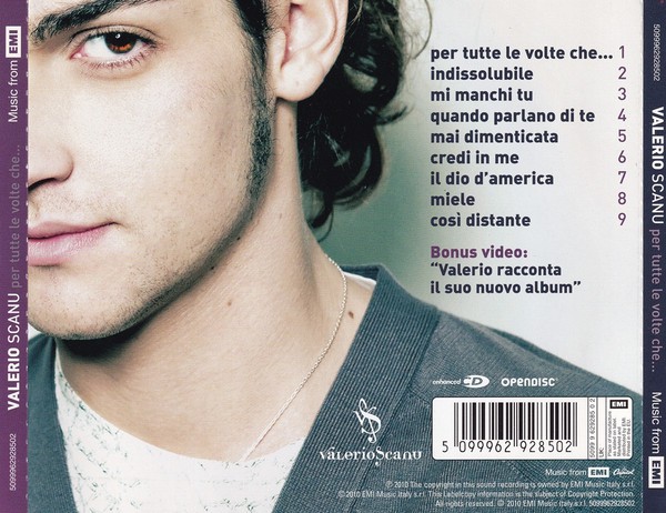 Per Tutte Le Volte Che Testo CD - Valerio Scanu – Per Tutte Le Volte Che... - Colecionadores Discos