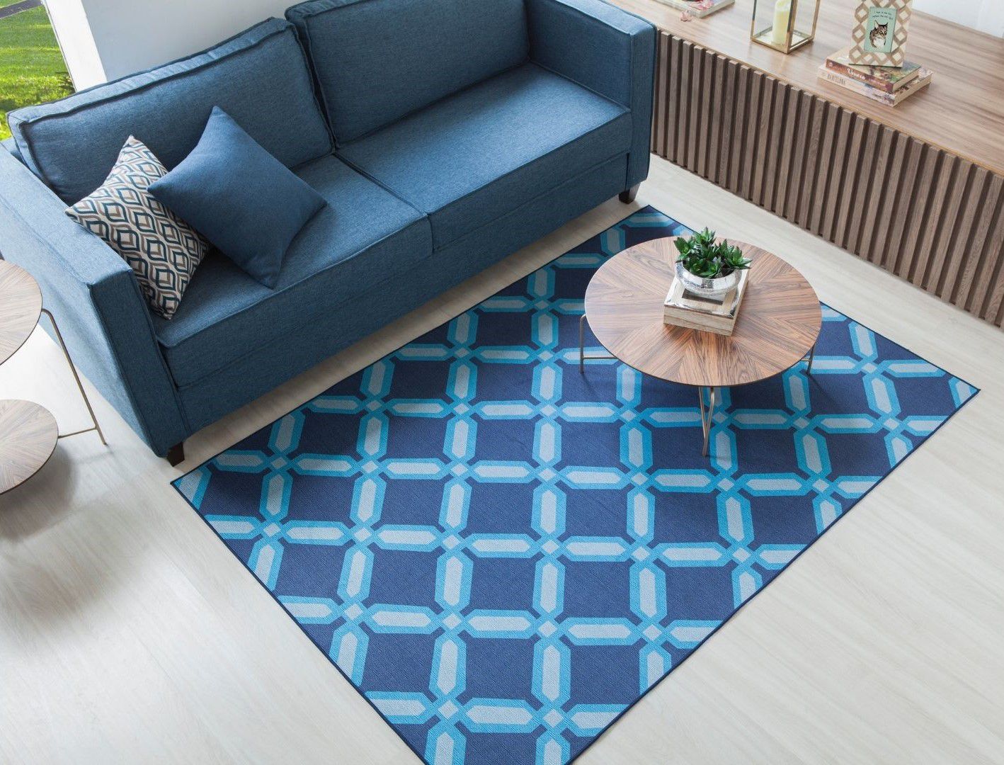 Tapete Sala Antiderrapante Geométrico Azul 1,40x2,00m - Berlim 13 -  Viivatex - Site de tecidos para sofá, cortinas, papel de parede e móveis