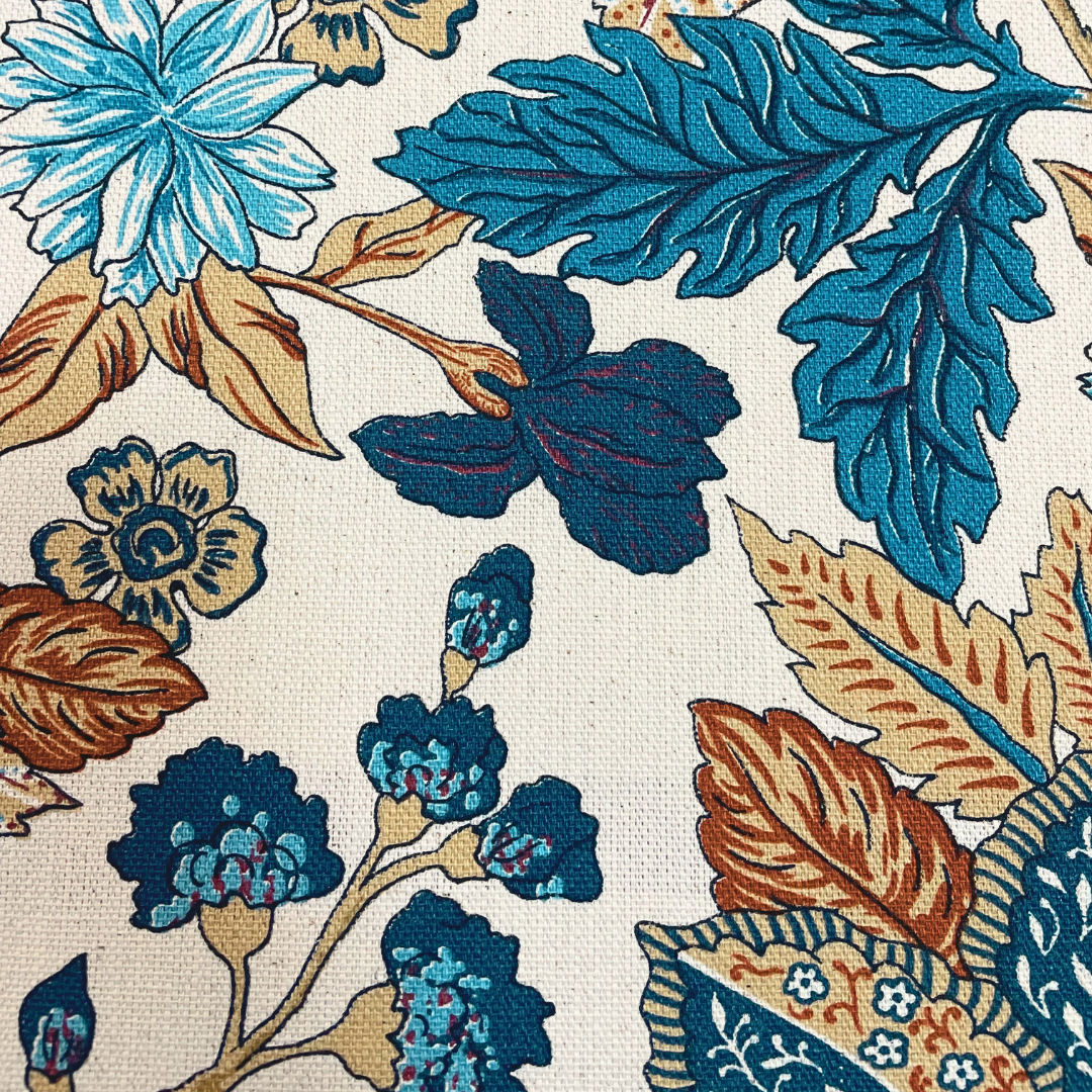 Tecido Linho lys Floral Azul - Tecidos de Sofá, Linho- Tecidos e Cortinas