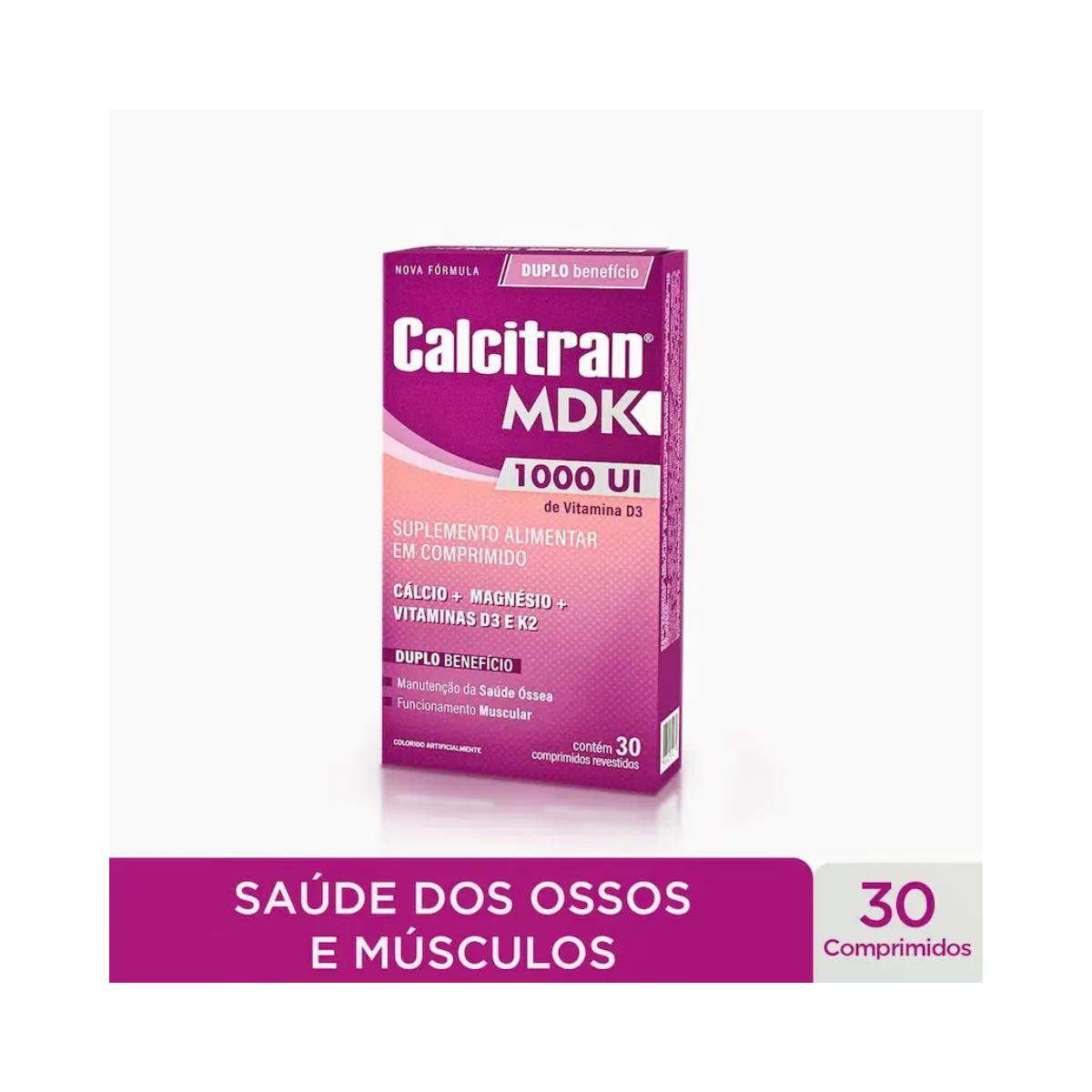 Suplemento Cálcio Calcitran MDK 1000UI 30 comprimidos - FisioSmart Loja ...