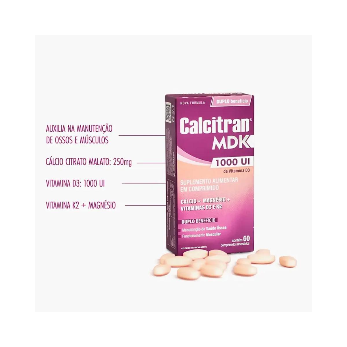 Kit Cálcio Calcitran MDK 1000UI 90 Comprimidos - FisioSmart Loja de ...