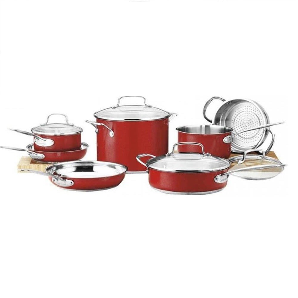 Cuisinart 55-11R 11-Piece Set Advantage Nonstick Cookware, Red