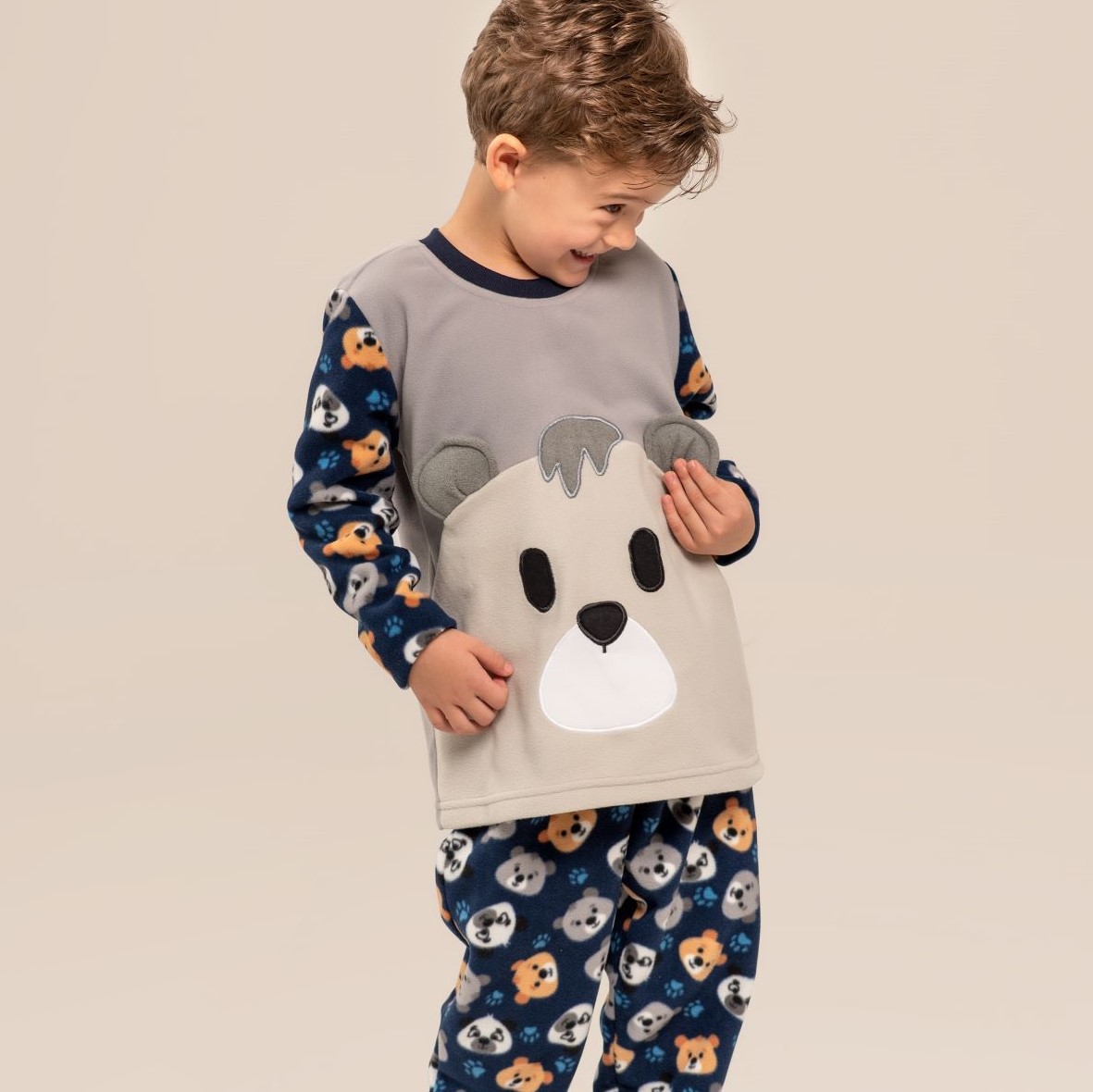 Pijama Masculino Longo Soft Urso Menino INFANTIL - Adoro Pijamas