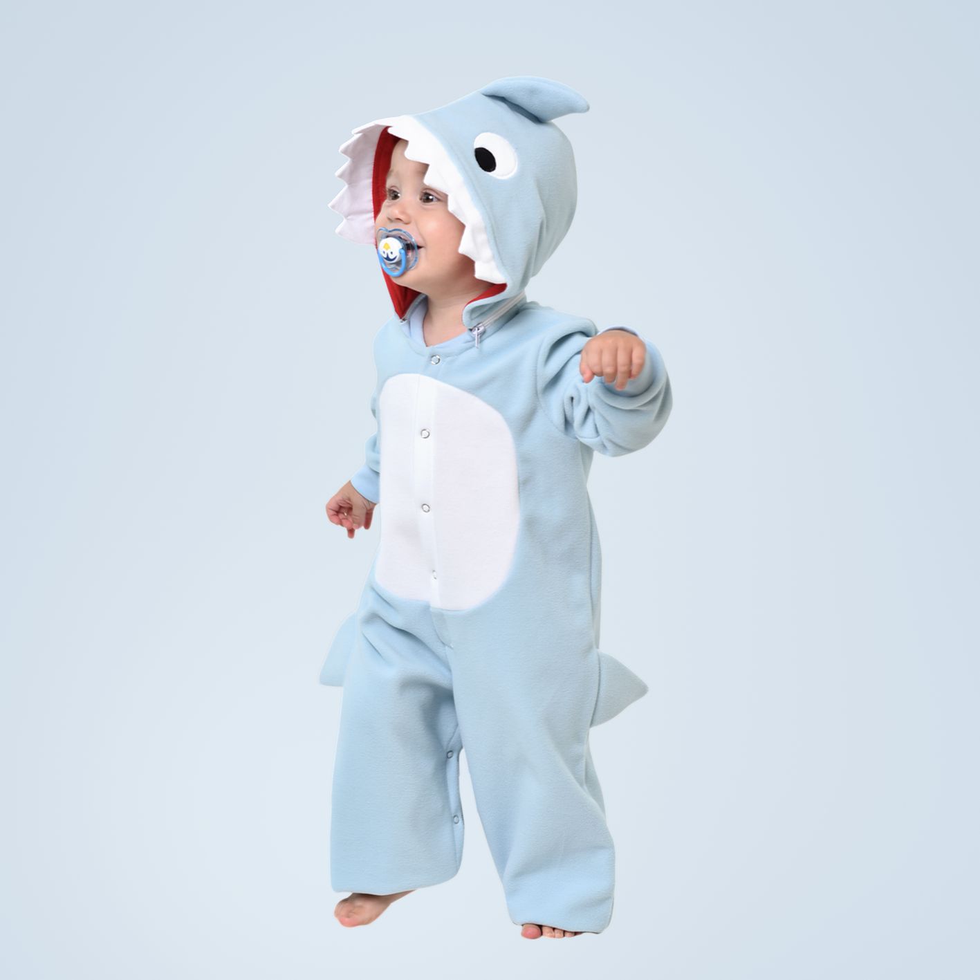 Baby Shark Tubarão Inverno Macacão com capuz Azul - Adoro Pijamas