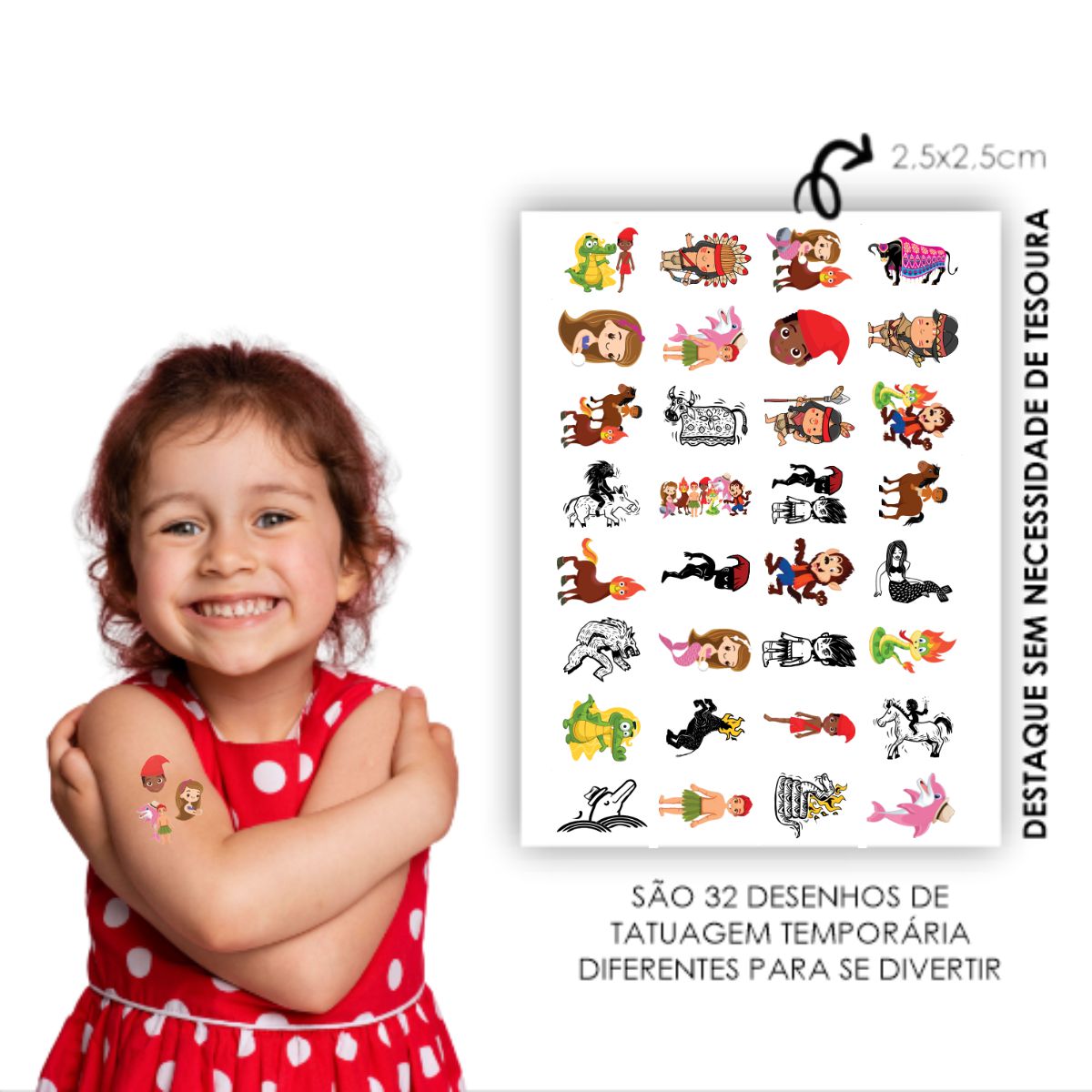 Tatuagem Temporária Infantil Folclore | Kit Festa 32-069 - Loja ...