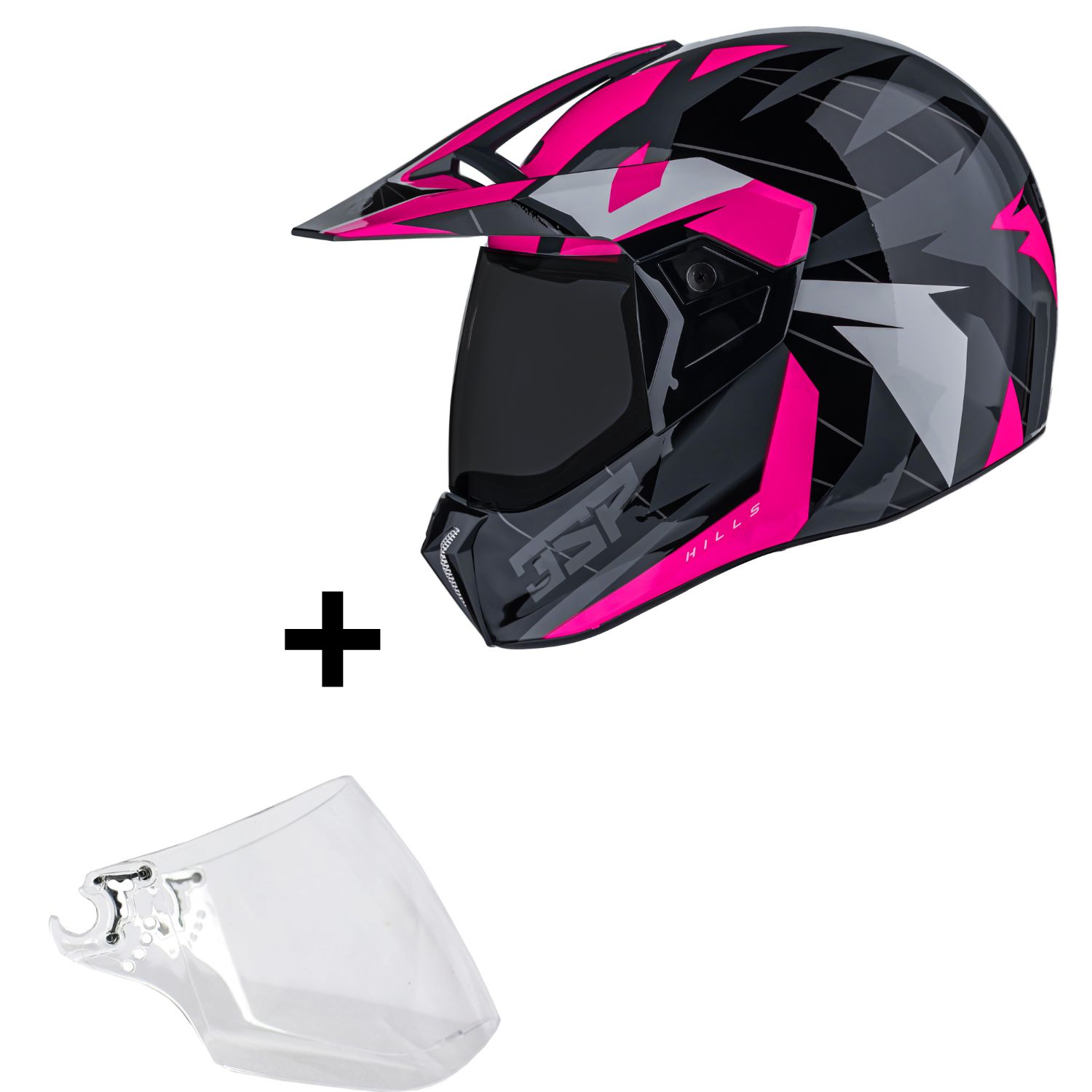 Capacete Bieffe 3 Sport Hills Rosa Brilho Moto Pala +Viseira - Moto-X Wear  - Loja ideal para Motociclista! Venha conferir as nossas novidades.