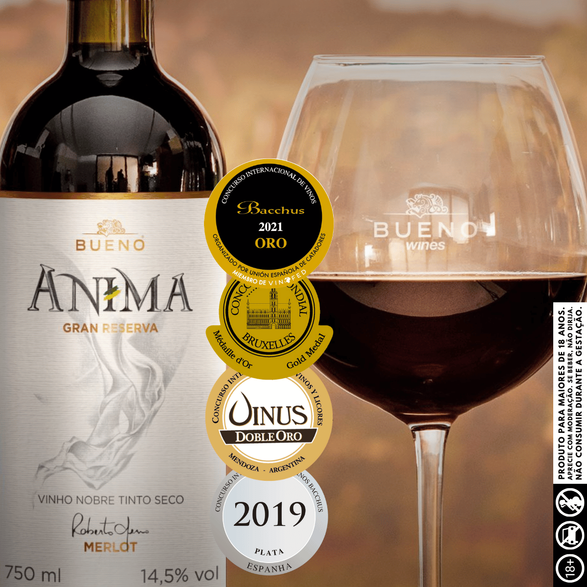 Vinho Bueno Anima Gran Reserva Merlot 750Ml, Denominação De Origem