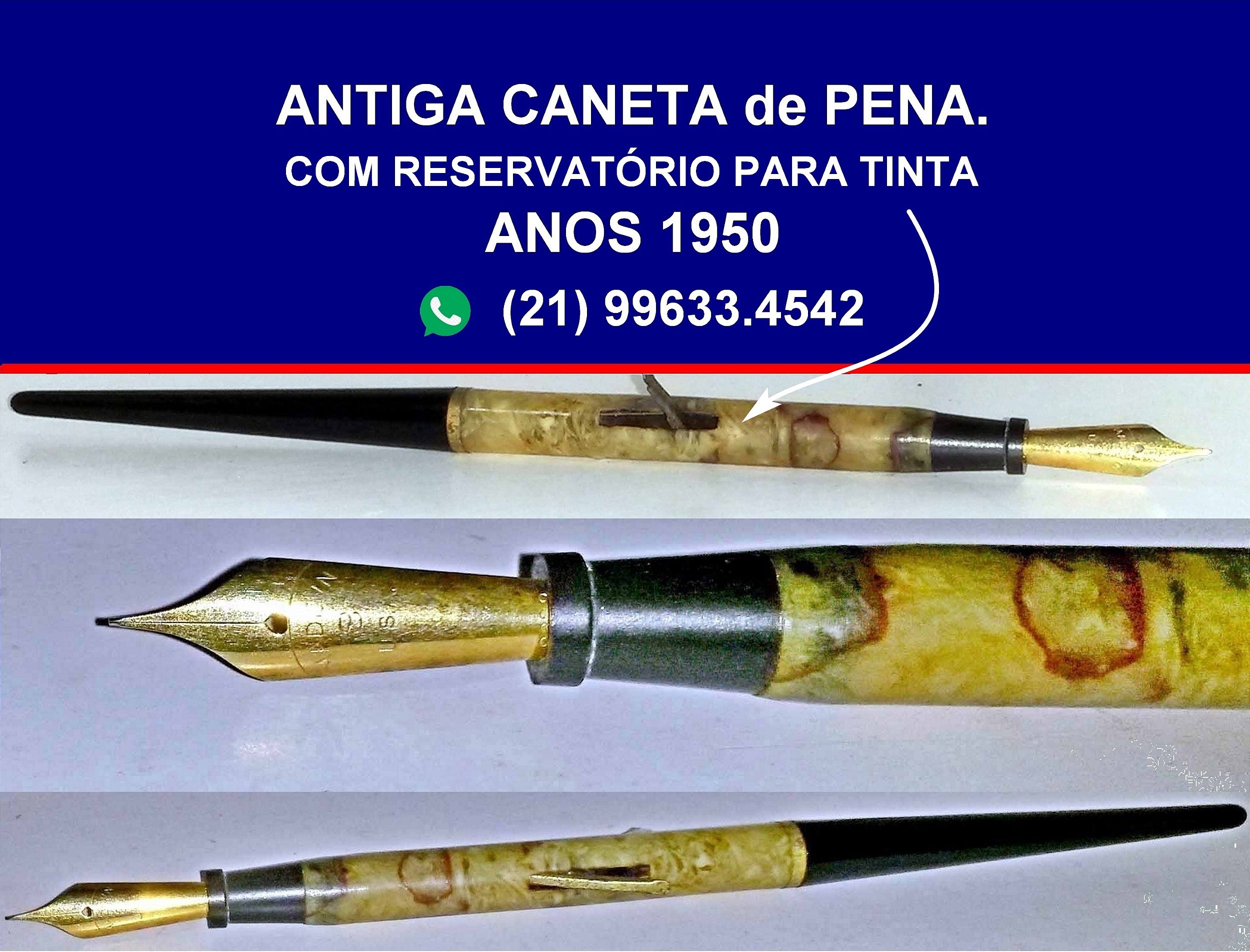 ANTIGA CANETA DE PENA ANOS 1950 - BRINQUEDOS ANTIGOS NOVOS