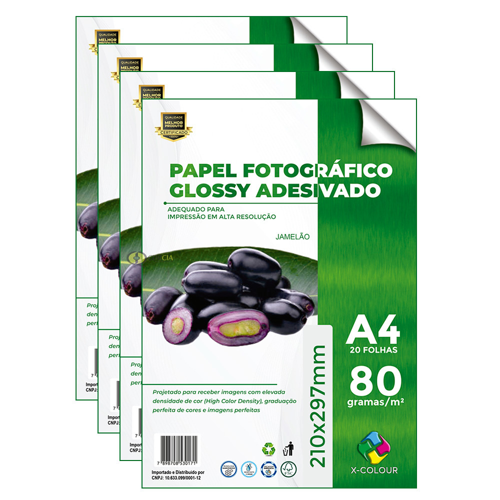 Papel Adesivo A4 Fotográfico 80g X-Colour - 100 Folhas - CDRCIA ...