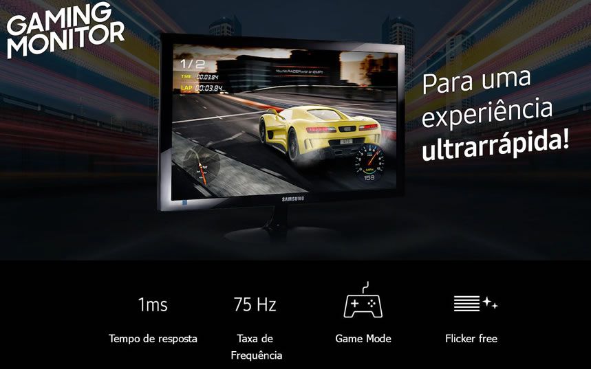 MONITOR GAMER SAMSUNG 24" LED FULL HD 75HZ 1MS HDMI/VGA LS24D332HSXZD ...