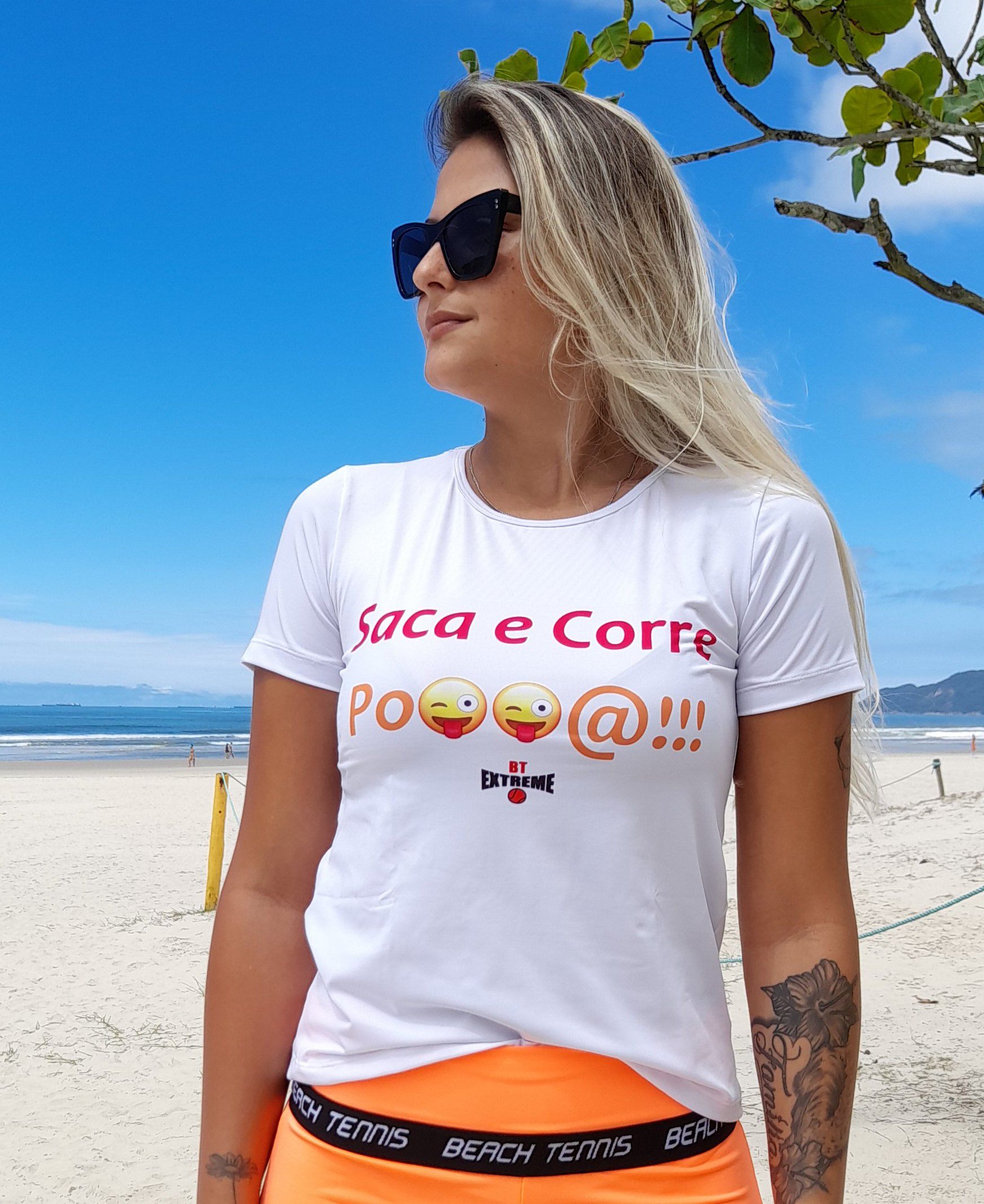 Camiseta Feminina Saca e Corre Beach Tennis Proteção UV50+ BT Extreme - BT  Extreme