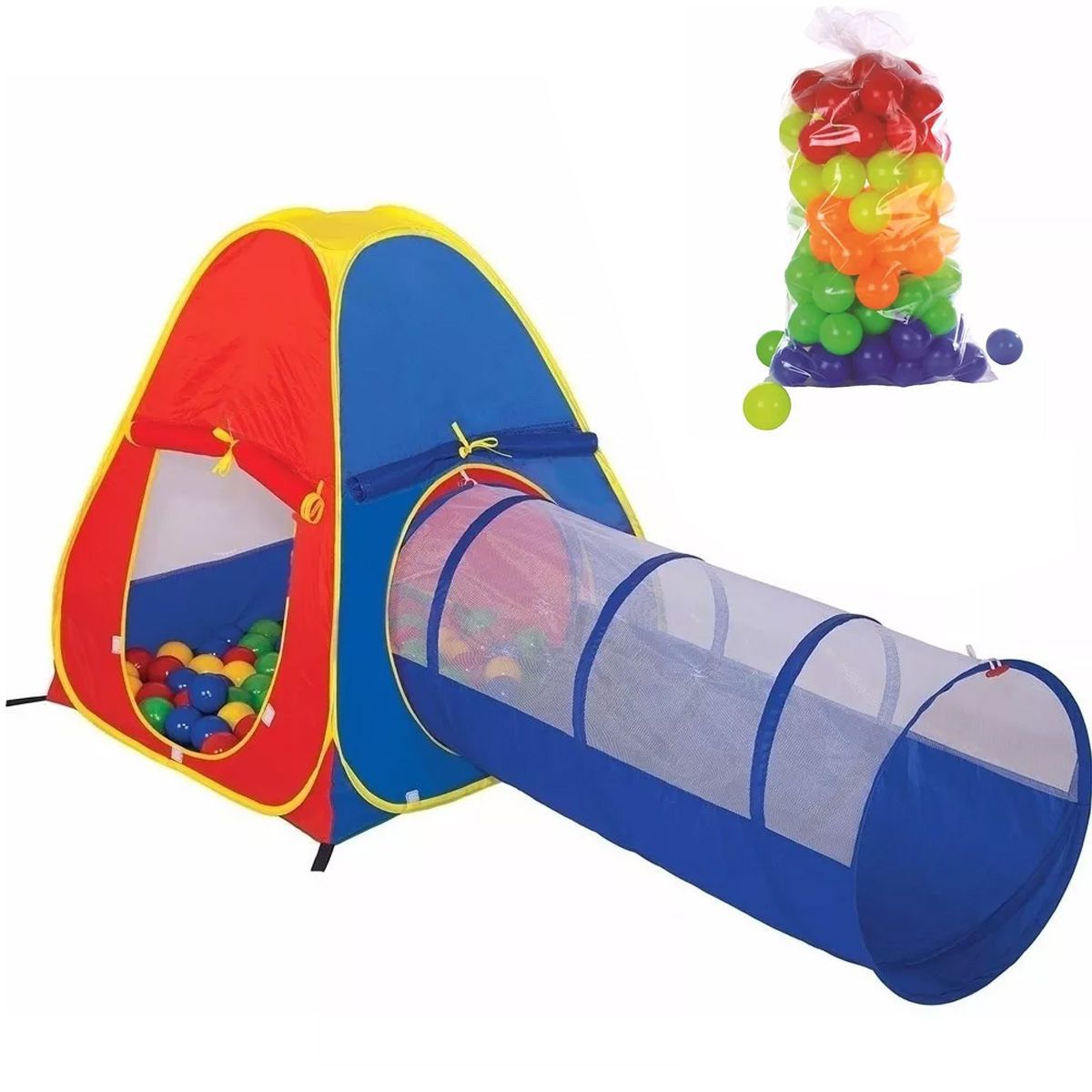 Barraca Cabana Toca Túnel Infantil 3x1 com Bolinhas Coloridas - Caixa ...