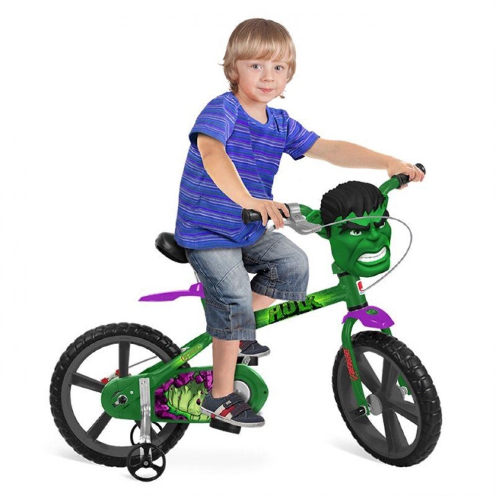 Bicicleta Hulk aro14- Bandeirante - Caixa Mágica - Aluguel de Brinquedos e  Itens pra Bebês