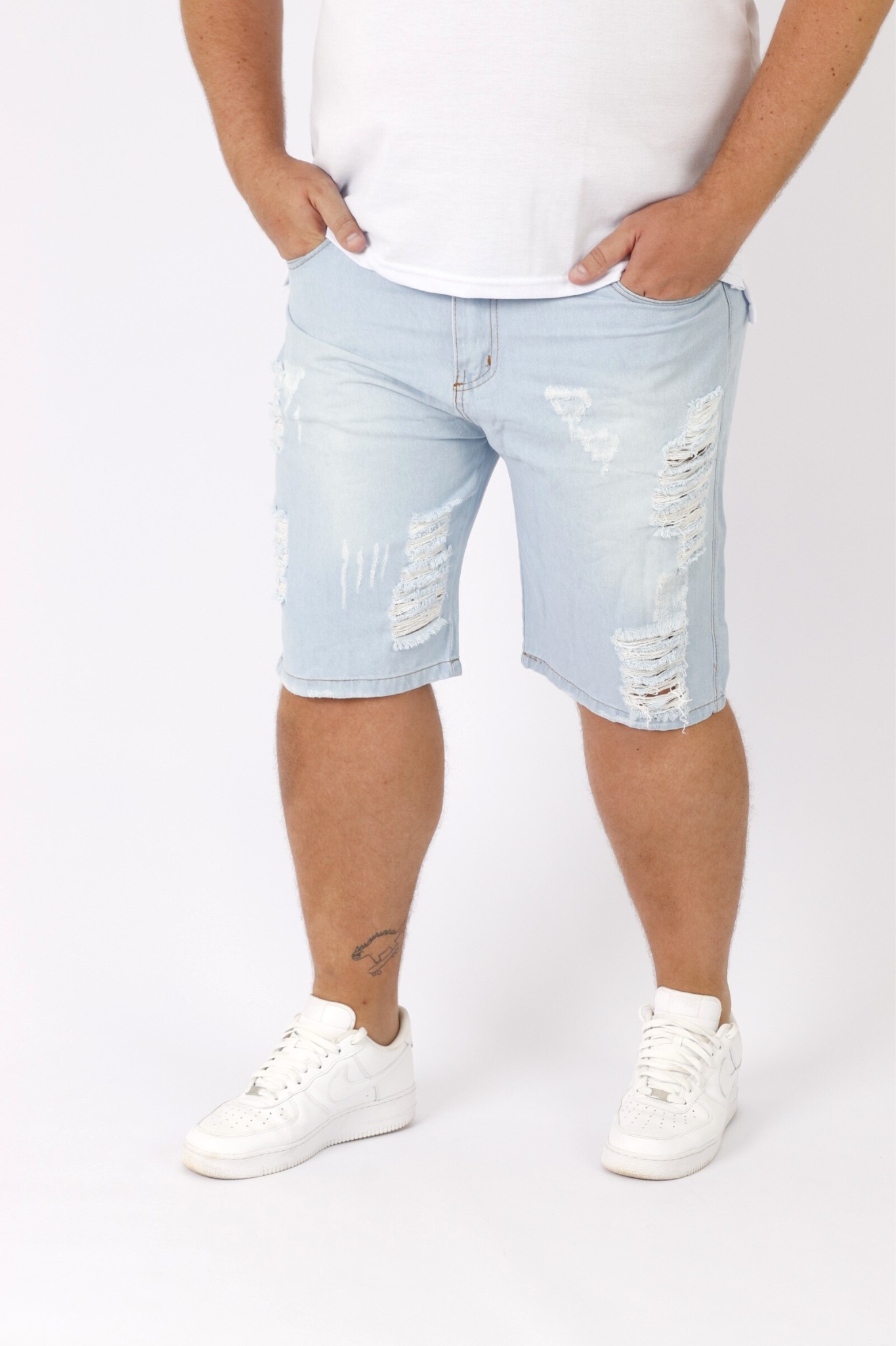 Bermudas Masculina - Plus Size Jeans Rasgada - Clara - DAZE MODAS