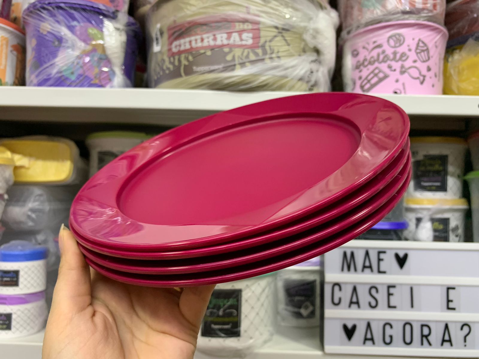 Tupperware Kit com 4 Pratos Outdoor Rosa - Mãe, Casei e Agora?-Tupperware!