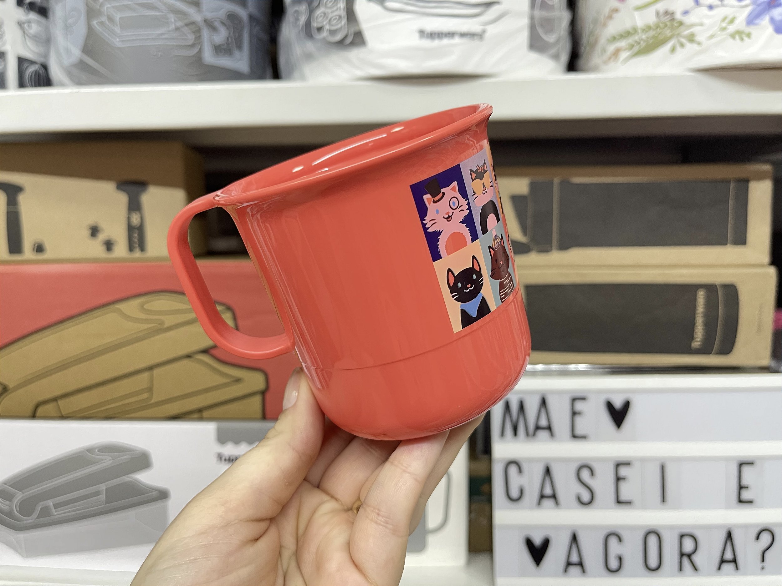 Tupperware Caneca 350 ml Filhotes Gato Mãe, Casei e Agora?Tupperware!