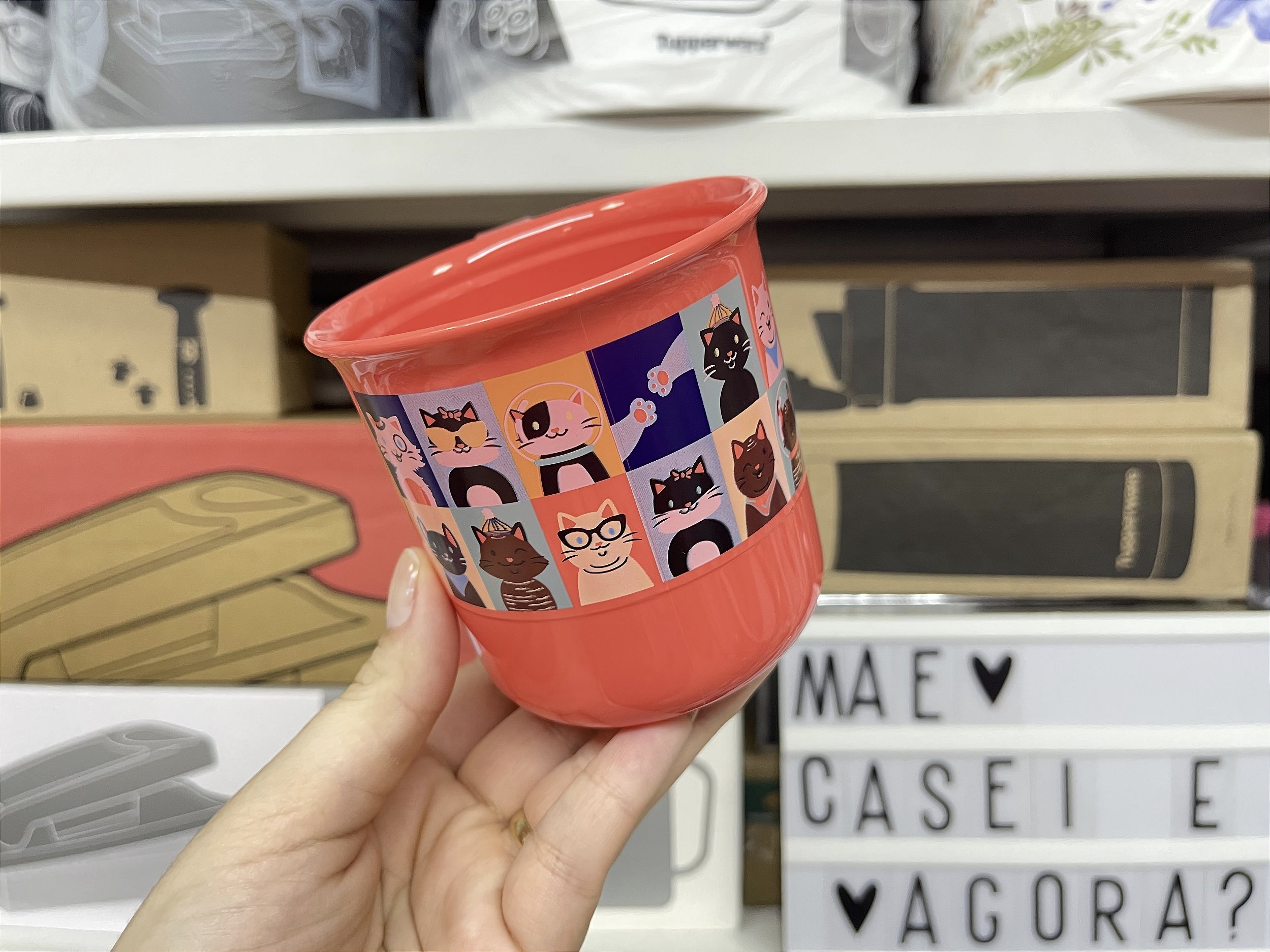 Tupperware Caneca 350 ml Filhotes Gato Mãe, Casei e Agora?Tupperware!