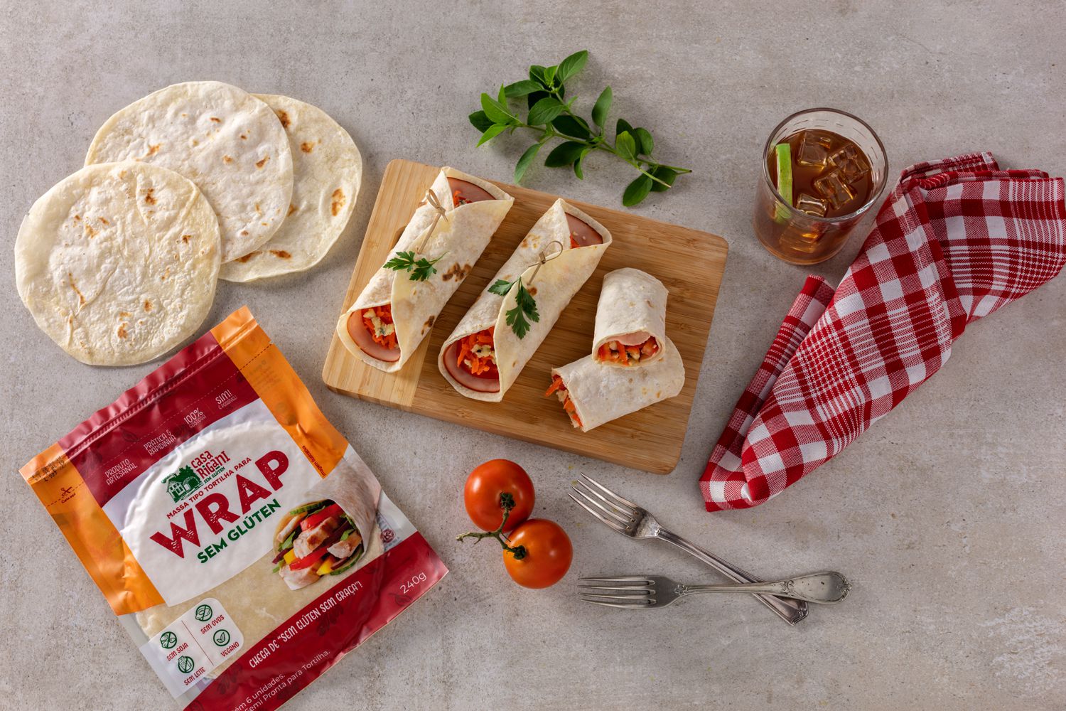 Massa semi pronta para wrap sem glúten Casa Rigani Alimentos sem glúten