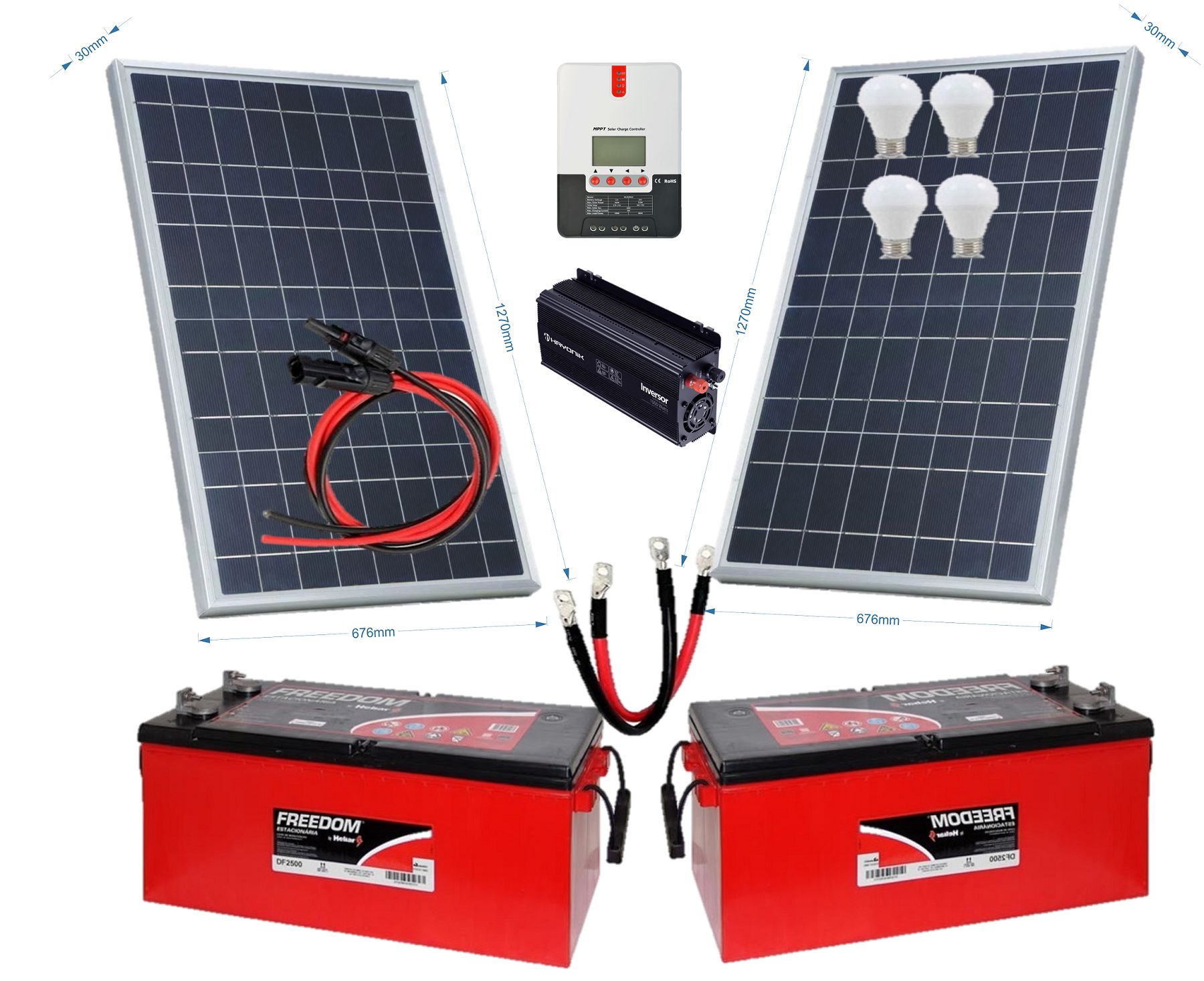 Kit Gerador de Energia Solar Off Grid 310Wp Com MPPT - Jm Eco Solar  Produtos para Energia Solar