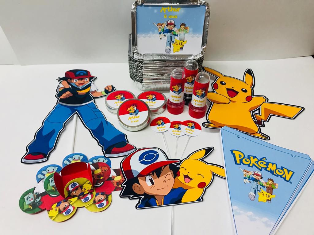 Kit Centro De Mesa Pokemon Personalizado Nome e Idade