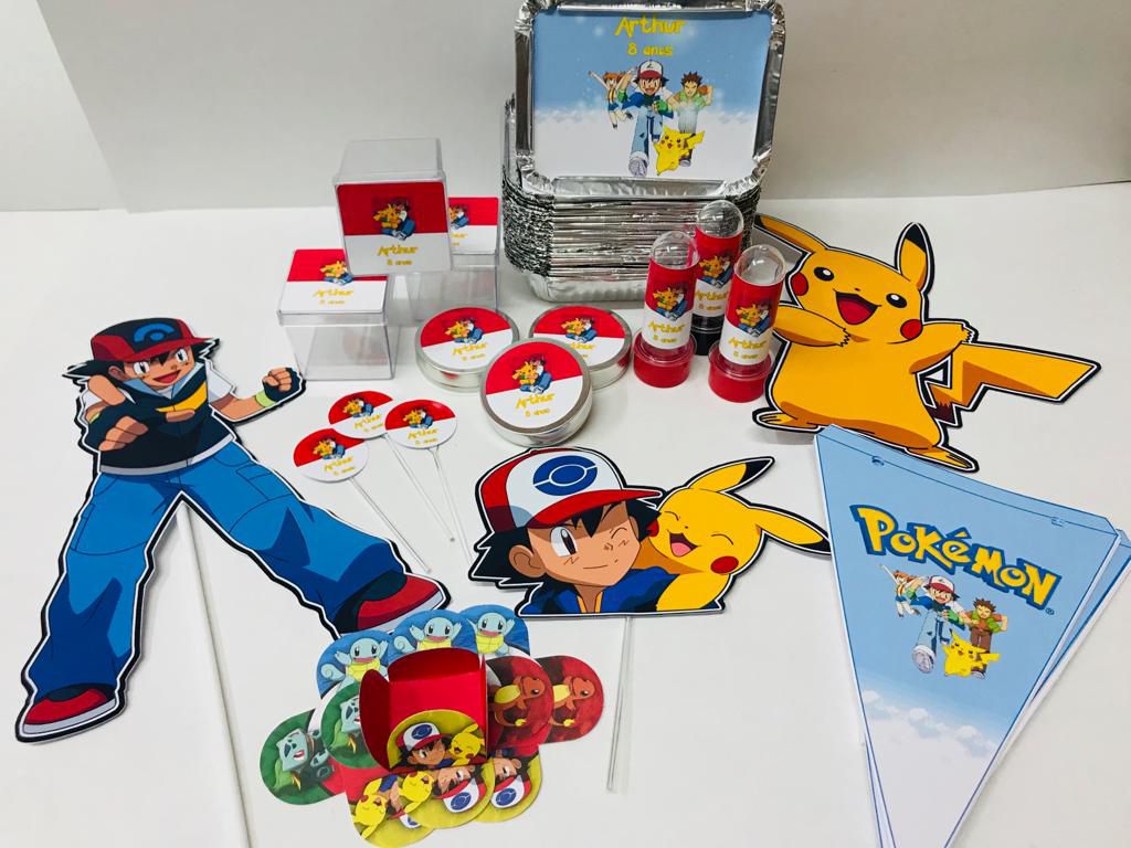 Kit Centro De Mesa Pokemon Personalizado Nome e Idade