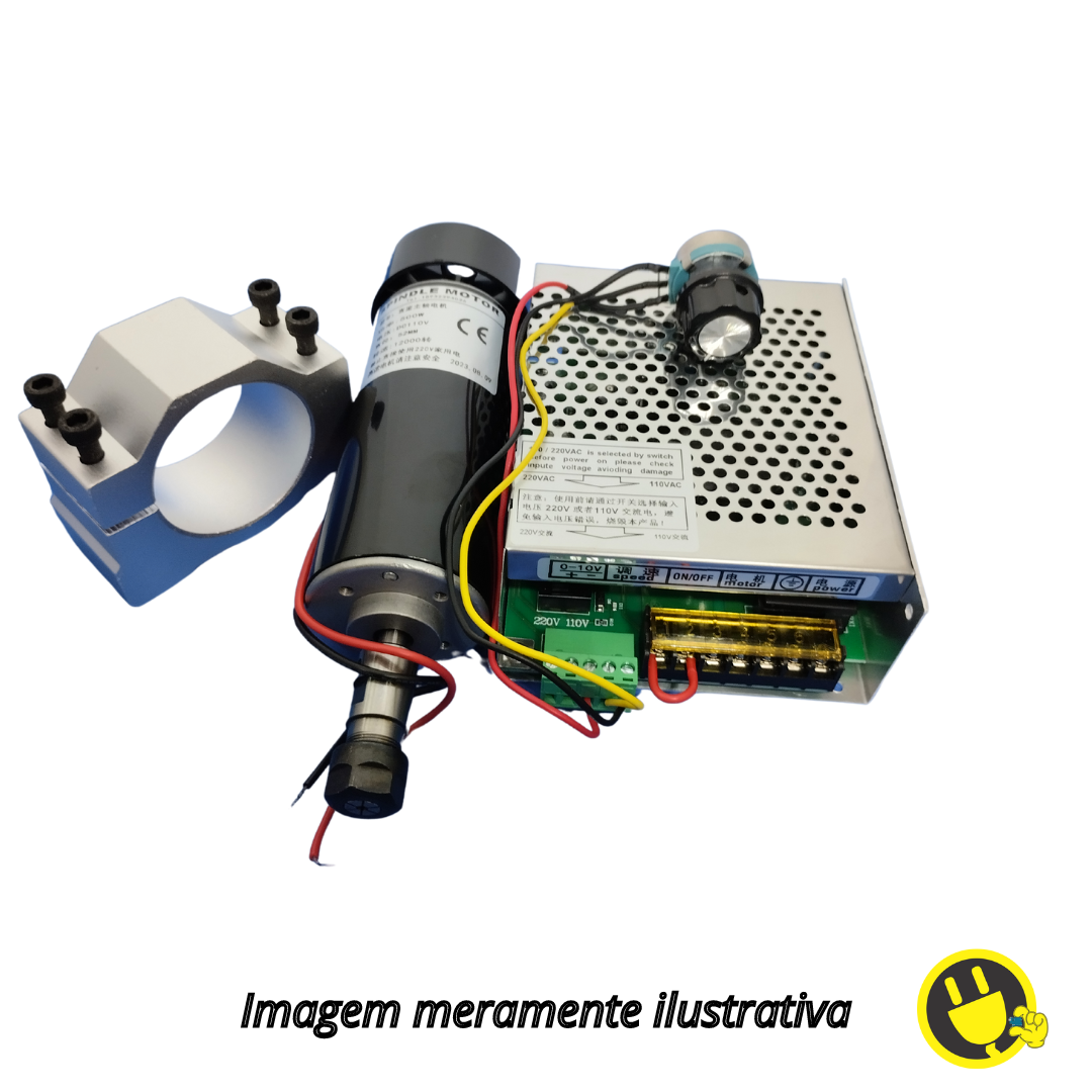 Motor Spindle 500W ER11 para CNC + Suporte de 52mm + Fonte 12000 RPM ...