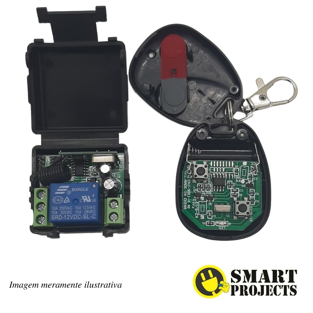 Controle Remoto Sem Fio Módulo Relé 1 Canal 433MHz 12V - SmartProjects ...