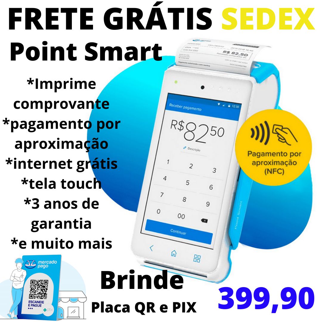 Maquininha MERCADO PAGO POINT SMART. COM PLACA QR CODE E PIX, SUPER  PROMOÇÃO A MAIS MODERNO DO MERCADO - DISTRIBUIDORACCELL - Componentes e  Peças para Celular e Tablet