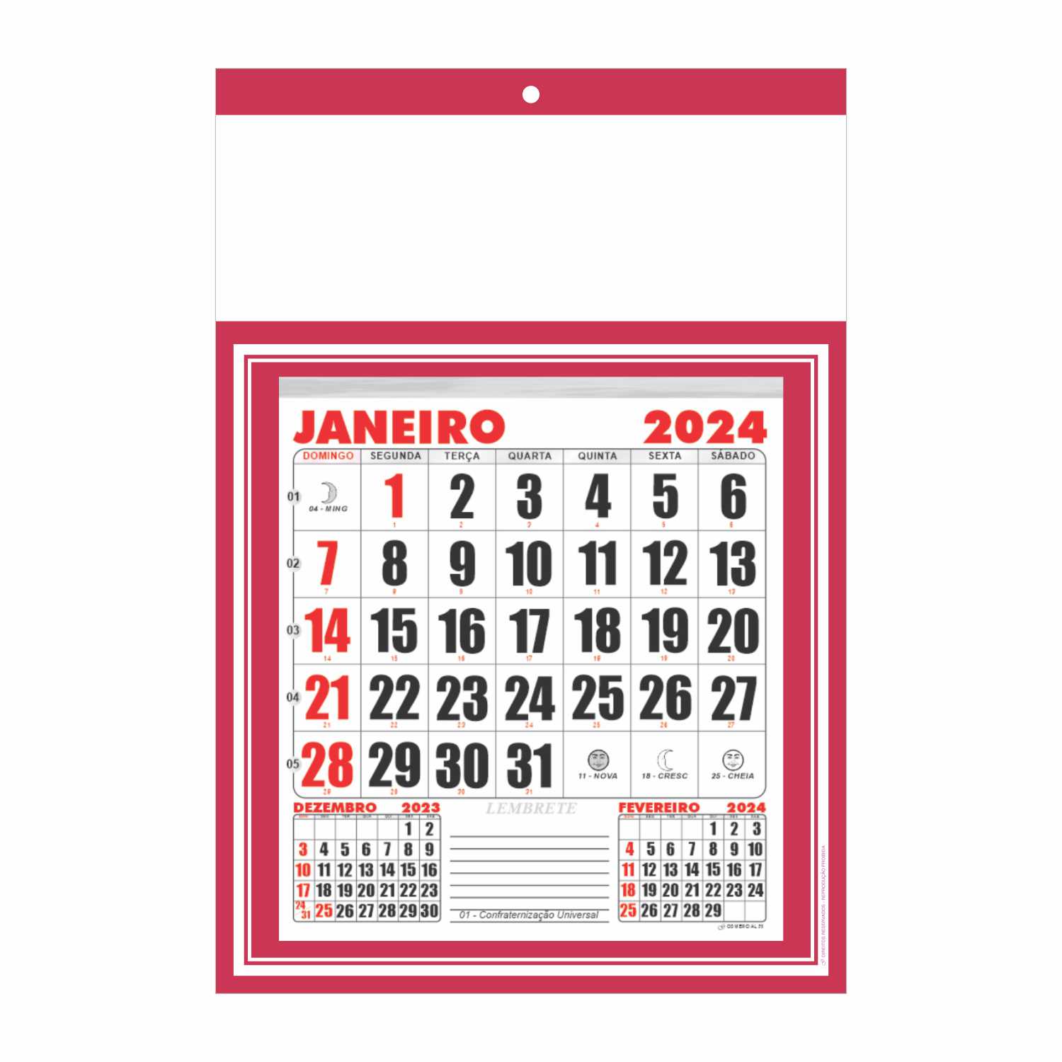 Calendário Adesivo 2024
