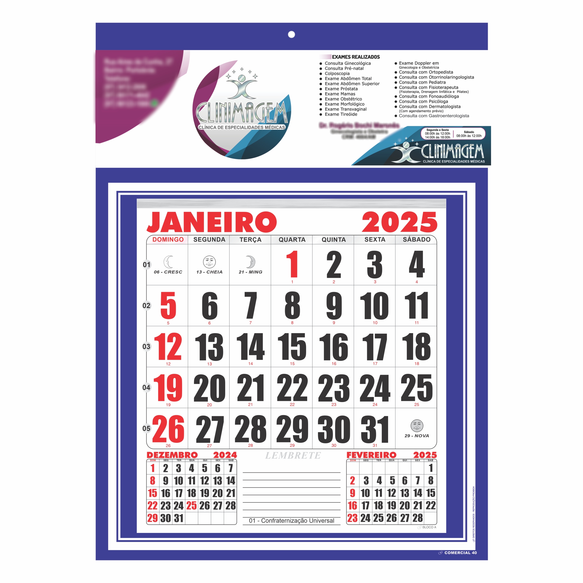 150 Folhinha Calendário 2025 De Parede Personalizado Comercial 27x37 C ...