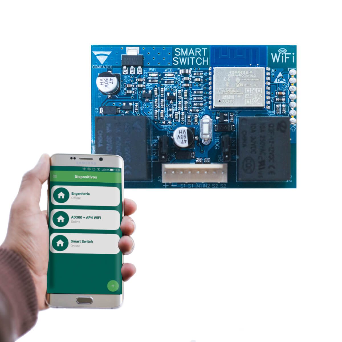 Módulo Relé Wifi 2 Canais Compatec Smart Switch - Aquamaris - Casa