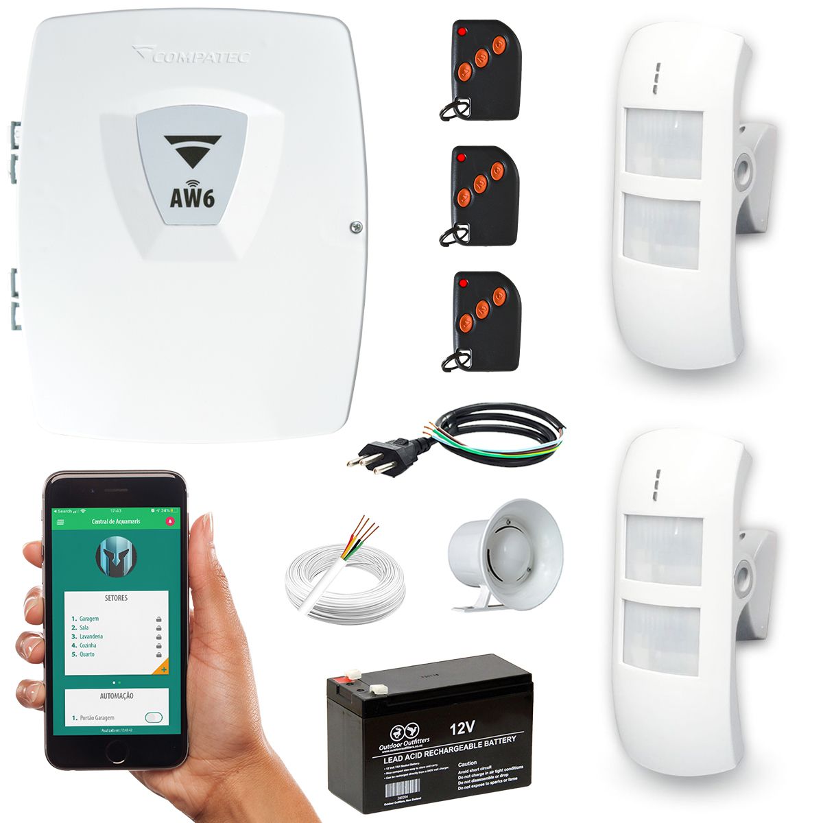 Kit Alarme Residencial Externo Com 2 Sensores Duplo Prova D'água -  Aquamaris - Casa e Segurança