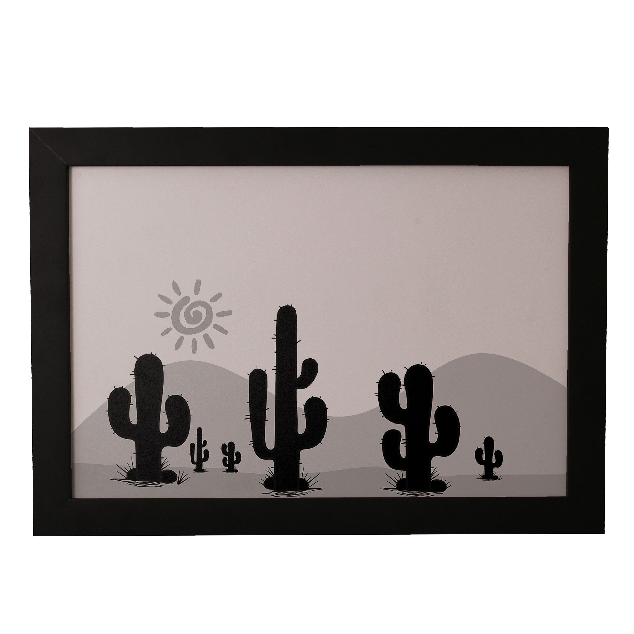 Kit 2 Quadros Decorativos Cactos Desenho 40X30Cm Preto - Prego E